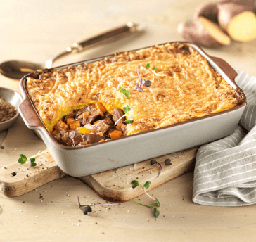 Shepherd’s Pie mit Beef Chunks, Shepherd’s Pie with Beef Chunks, Shepherd’s Pie avec beef chunks