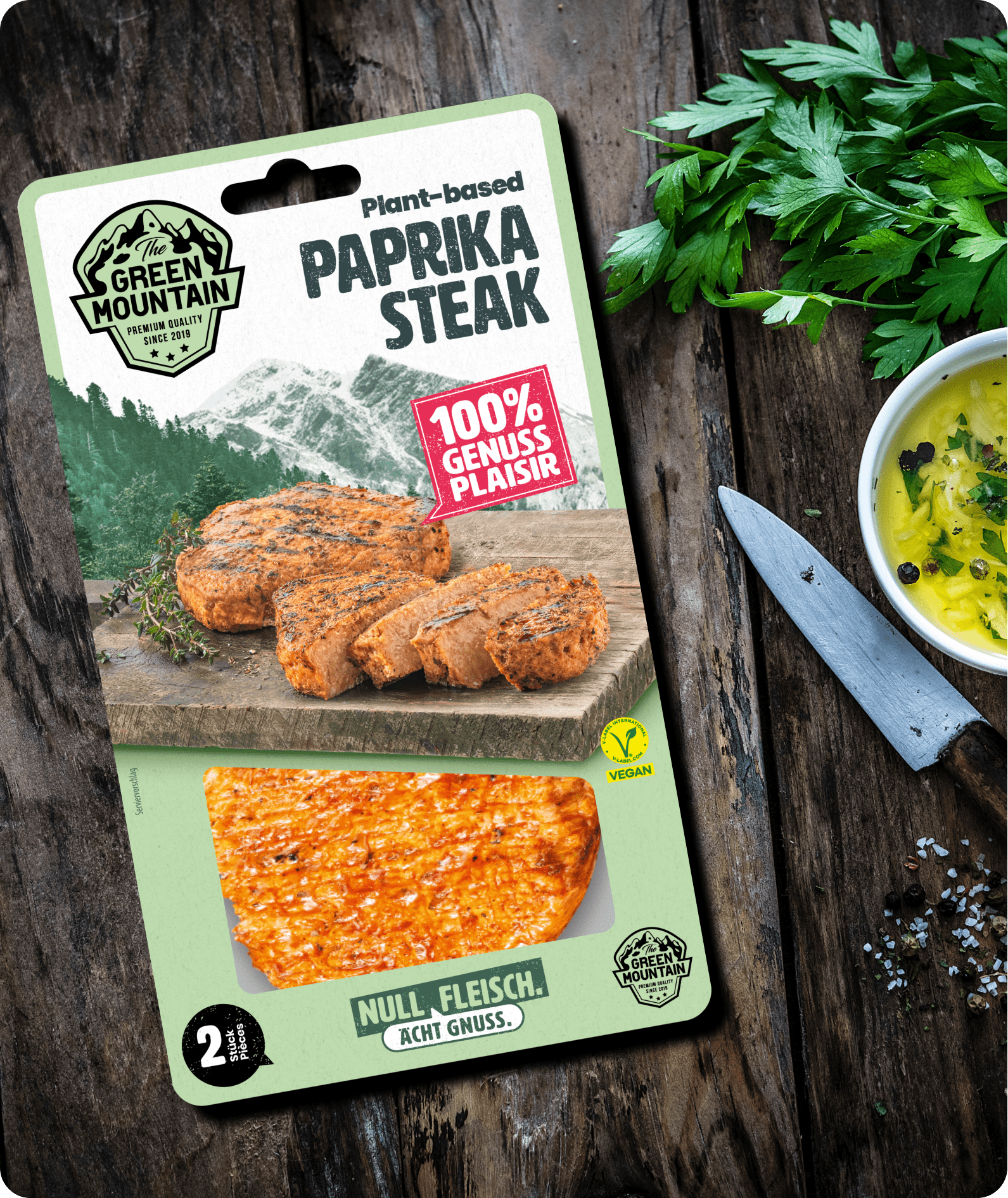 Plant-based Paprika Steak, Plant-based paprika steak, Steak à base de planches (type porc)