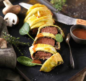 Filet Wellington avec steak Plant-Based, Filet Wellington with plant-based steak, Filet Wellington mit Plant-Based Steak